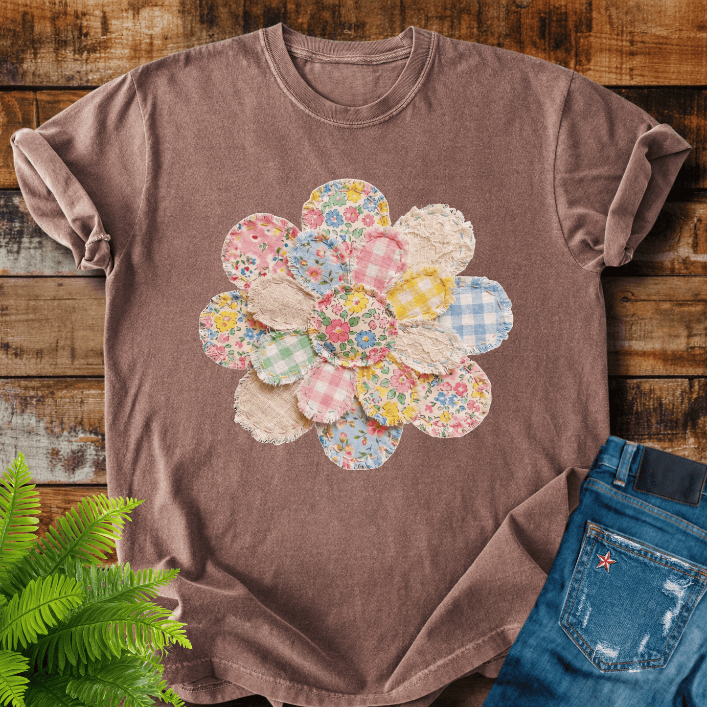 Faux Patchwork Flower T-shirt