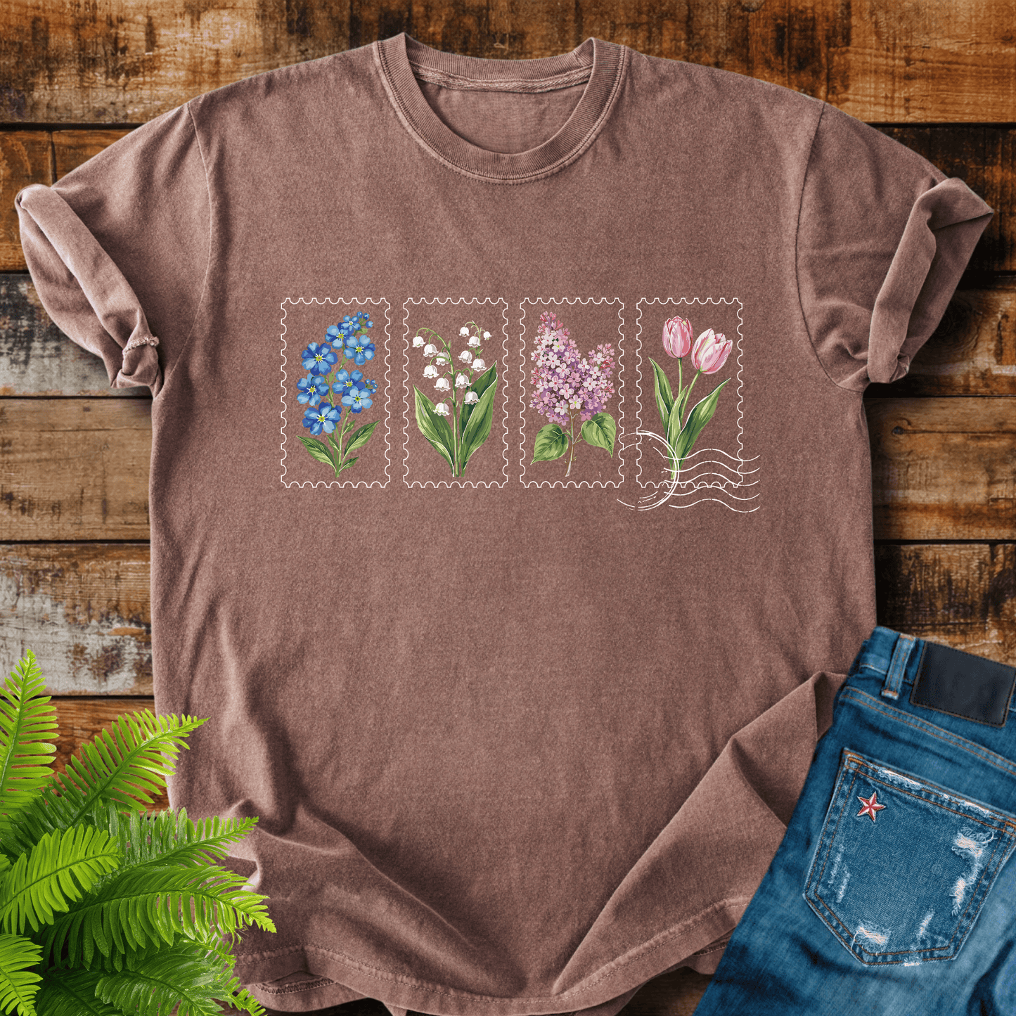 Floral Postage Stamps T-shirt