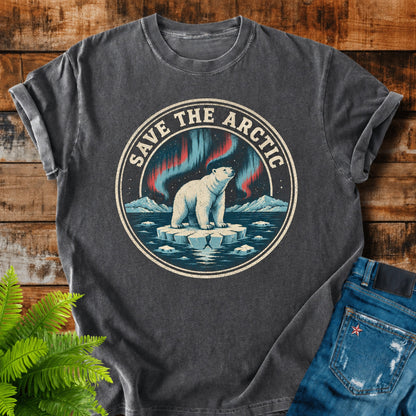Save The Arctic print on a Pepper t-shirt
