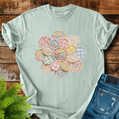 Faux Patchwork Flower T-shirt