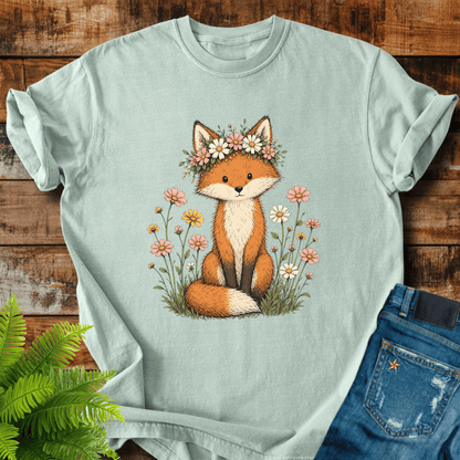 Flower Crown Fox T-shirt