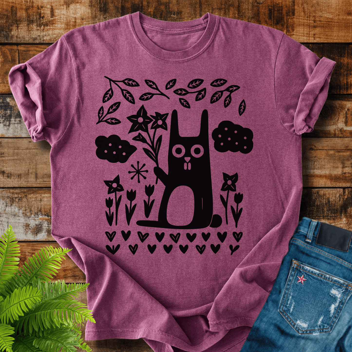 Folk Art Cat T-shirt