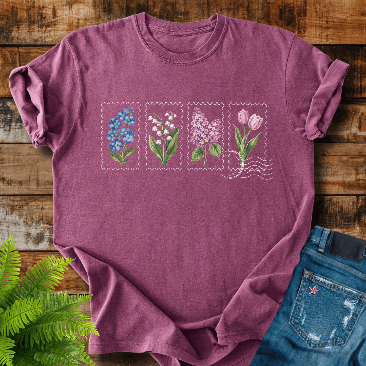 Floral Postage Stamps T-shirt
