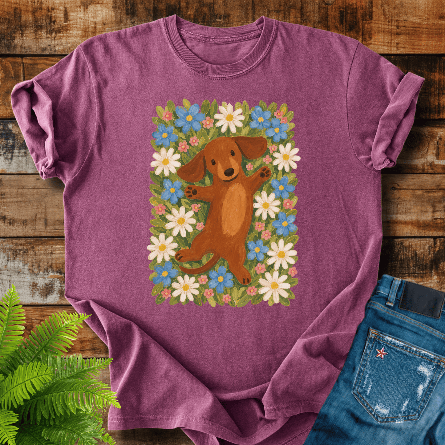 Dachshund Flowers T-shirt