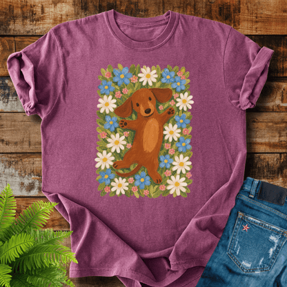 Dachshund Flowers T-shirt