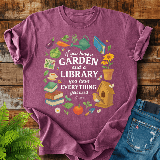 Garden Library Quote T-shirt