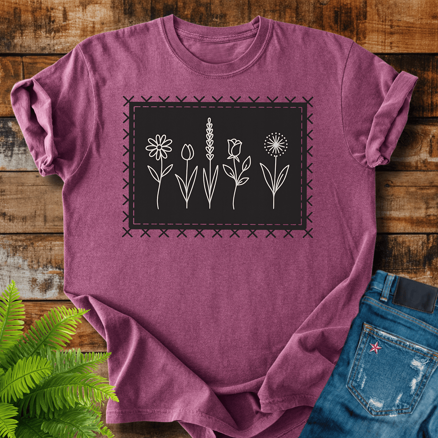 Wildflower Line Art T-shirt