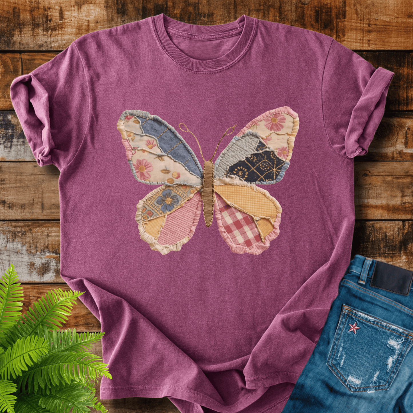 Faux Patchwork Butterfly T-shirt