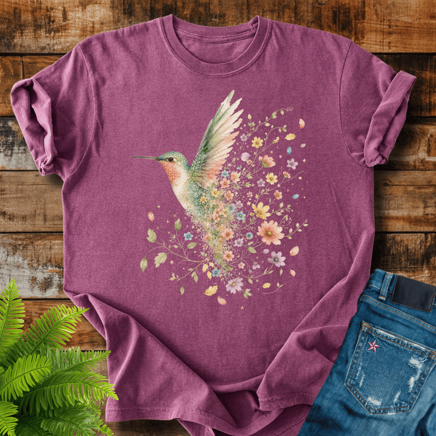 Floral Hummingbird T-shirt