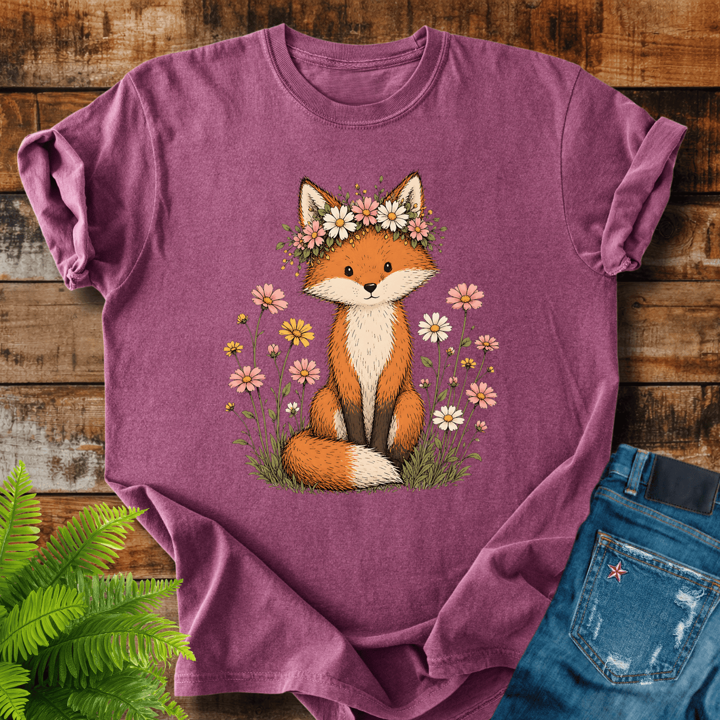 Flower Crown Fox T-shirt