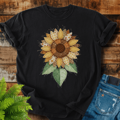 Faux Patchwork Sunflower T-shirt