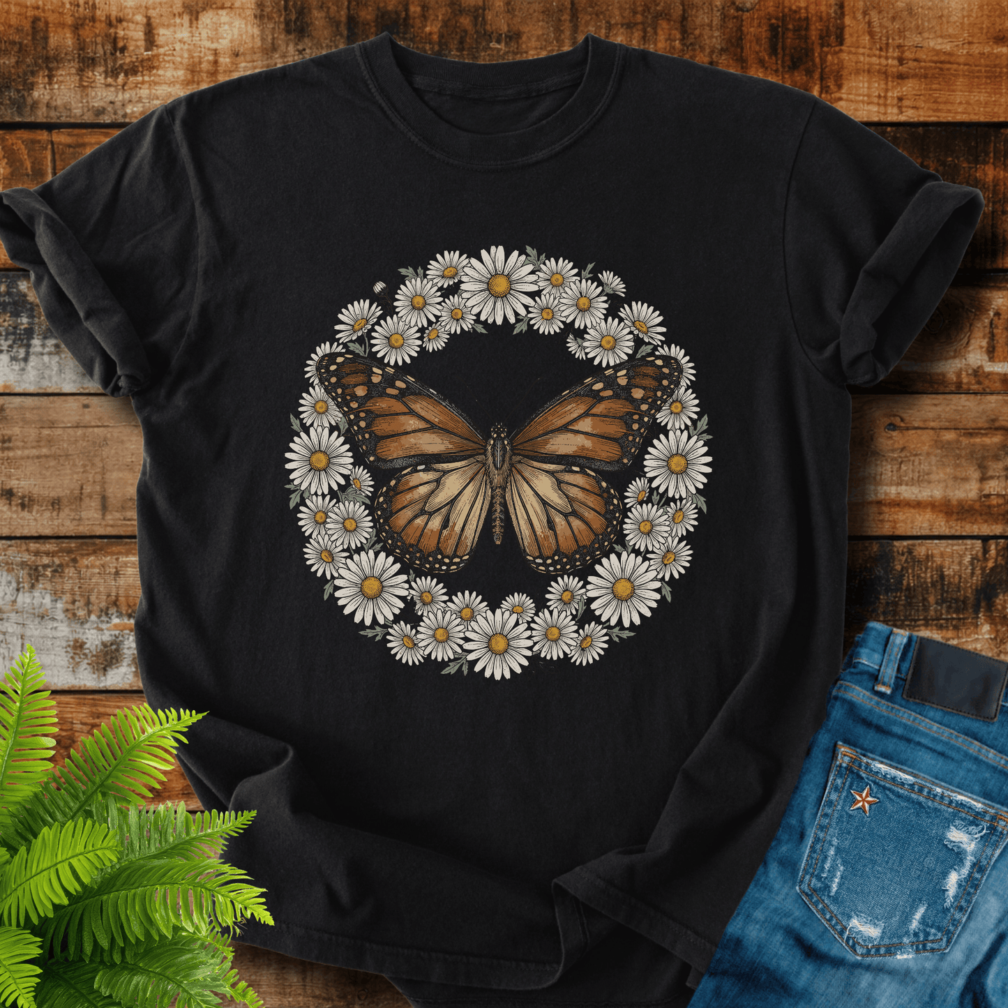 Butterfly Daisy Wreath T-shirt