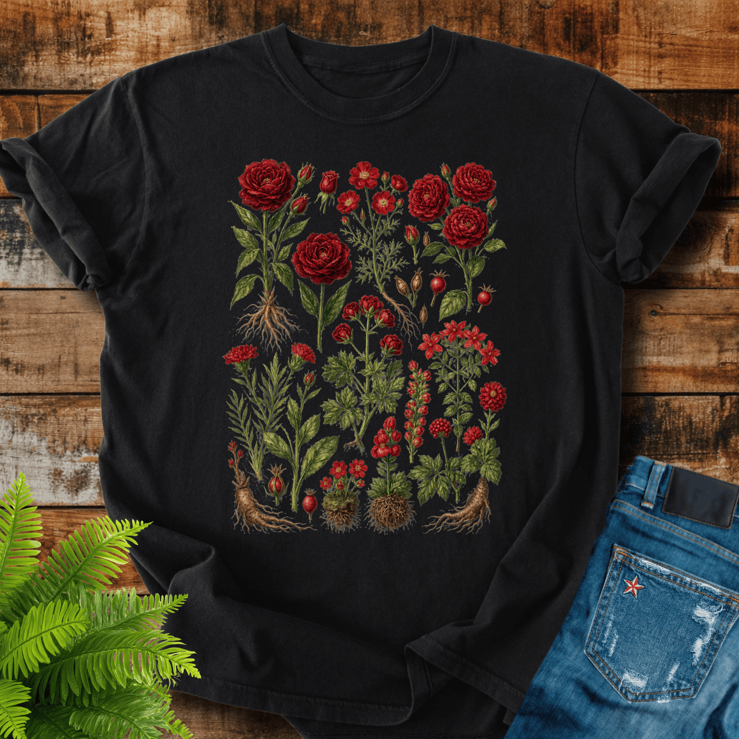 Red Roses Botanical T-shirt