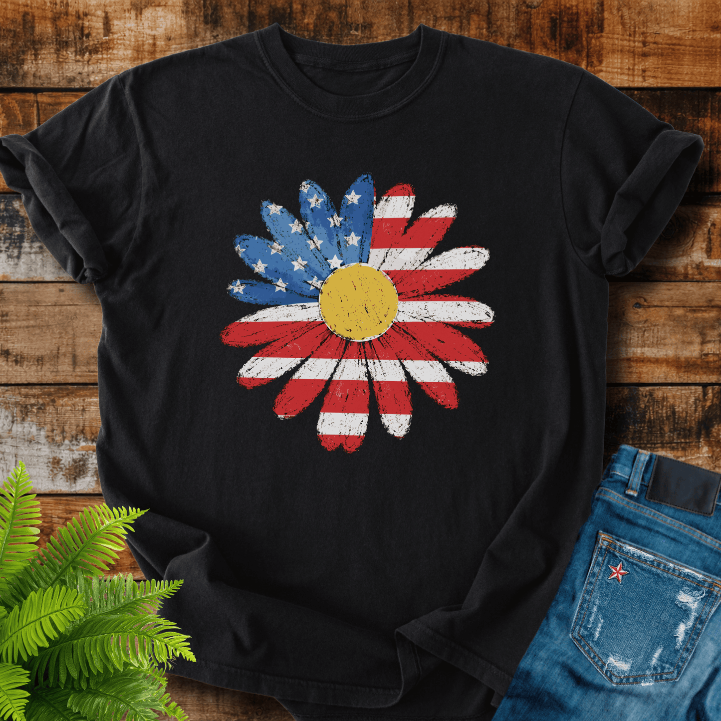 American Flag Daisy T-shirt