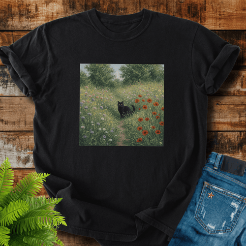 Black Cat Meadow T-shirt