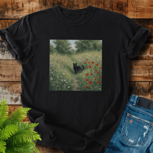 Black Cat Meadow T-shirt