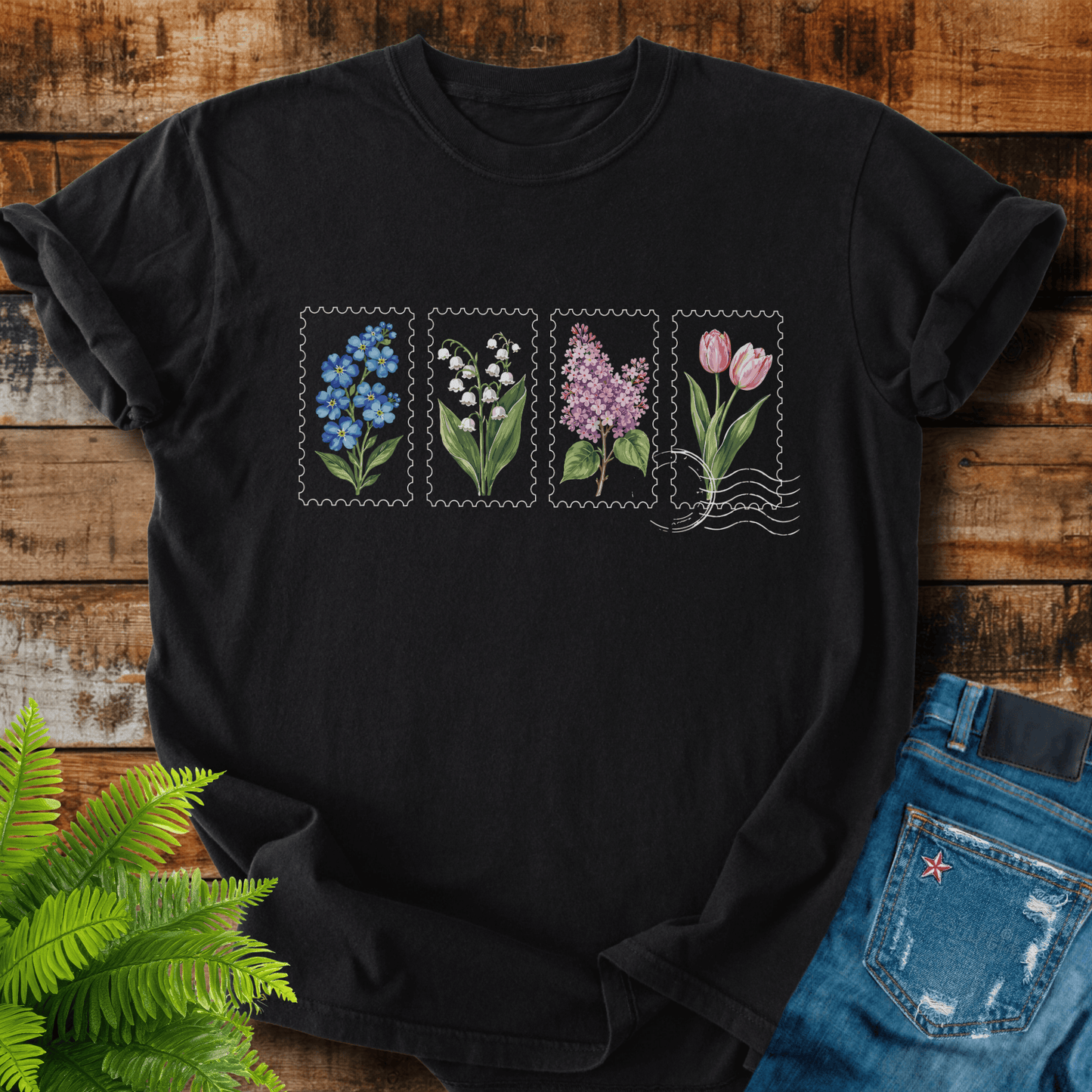 Floral Postage Stamps T-shirt