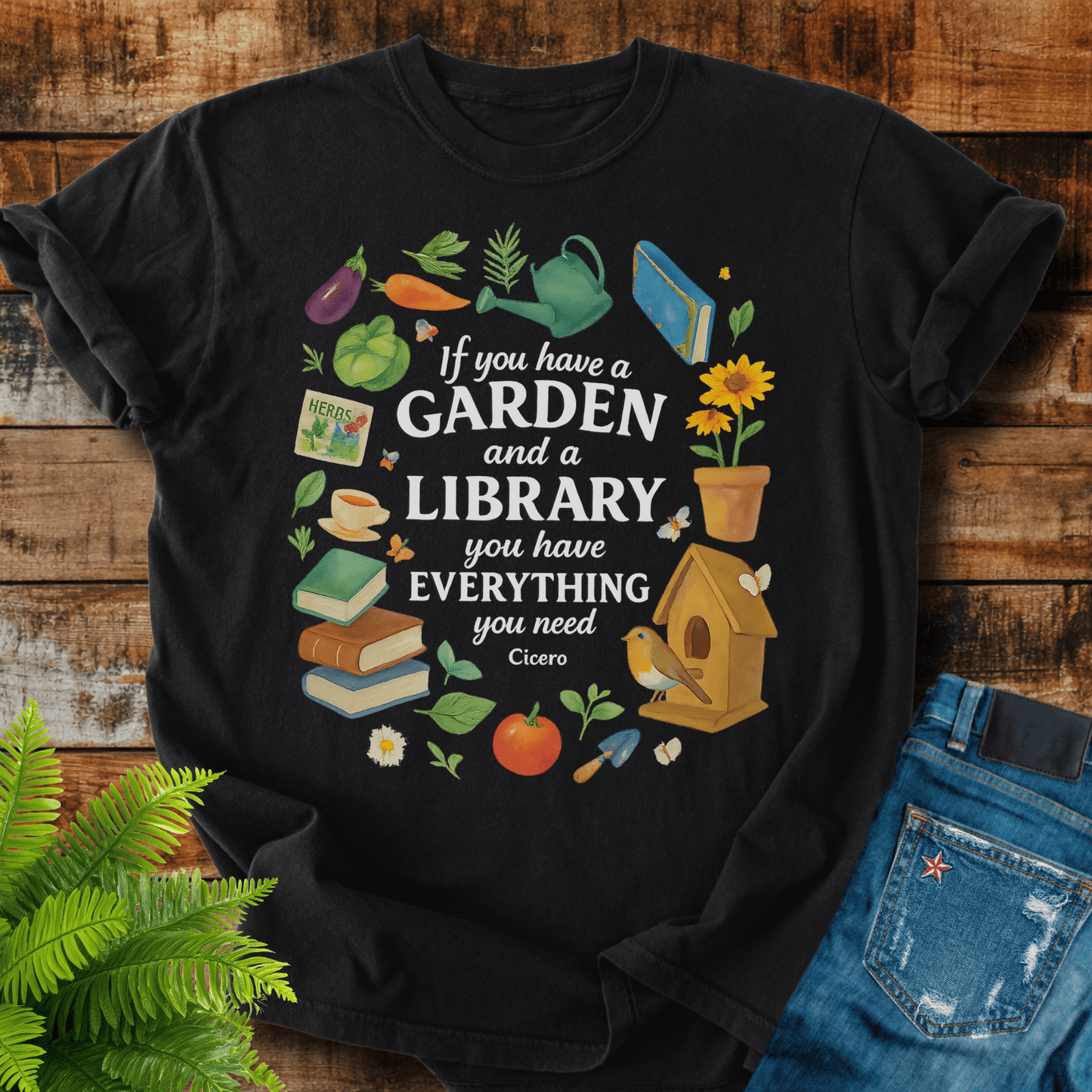 Garden Library Quote T-shirt