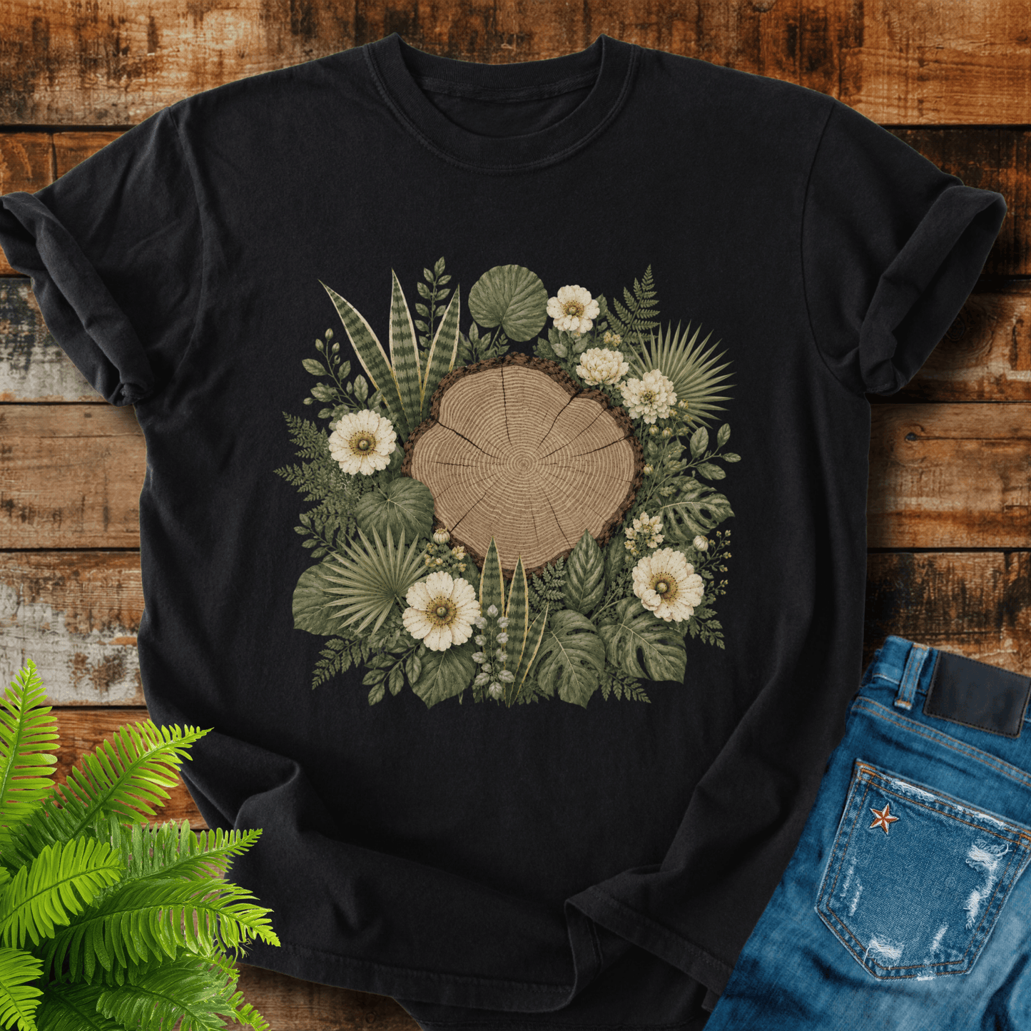 Floral Tree Stump T-shirt