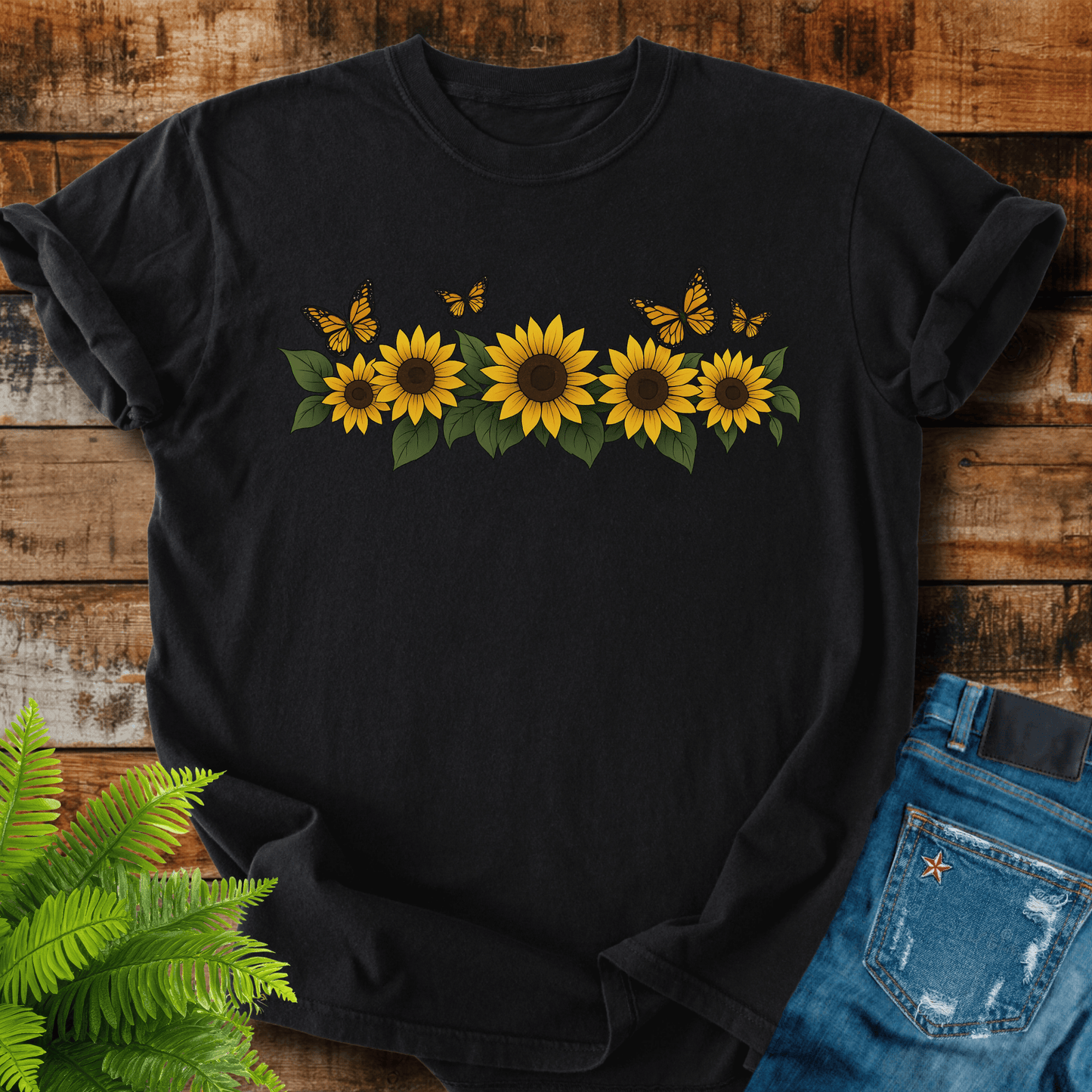 Sunflowers Butterflies T-shirt