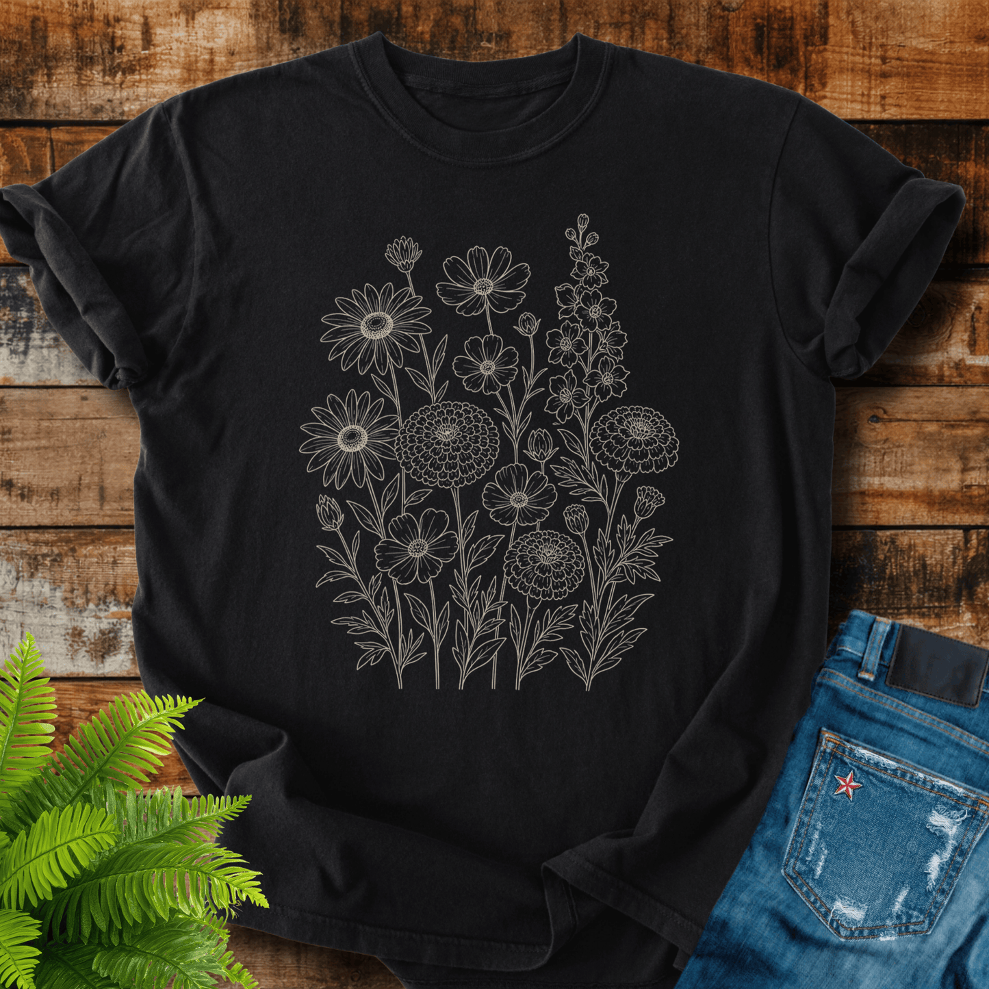 Wildflower Line Art T-shirt