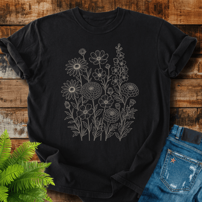 Wildflower Line Art T-shirt