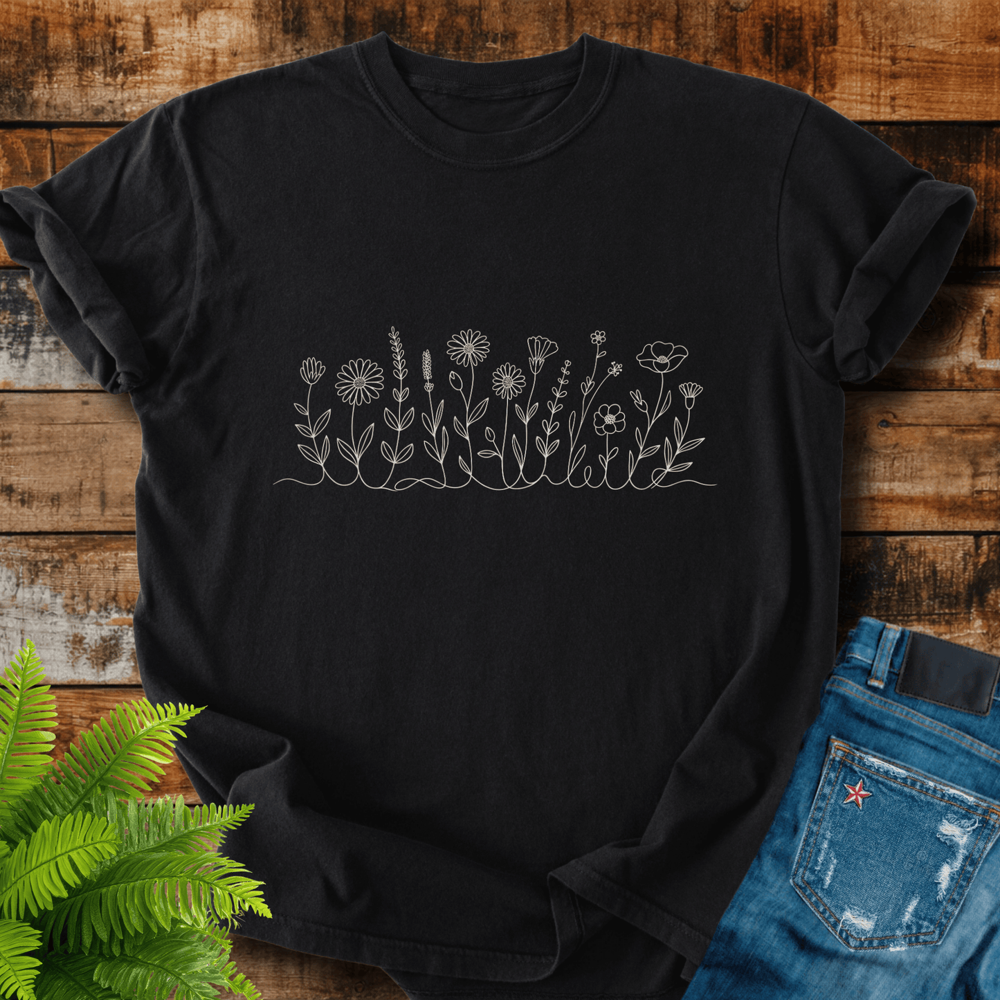 Wildflower Line Art T-shirt