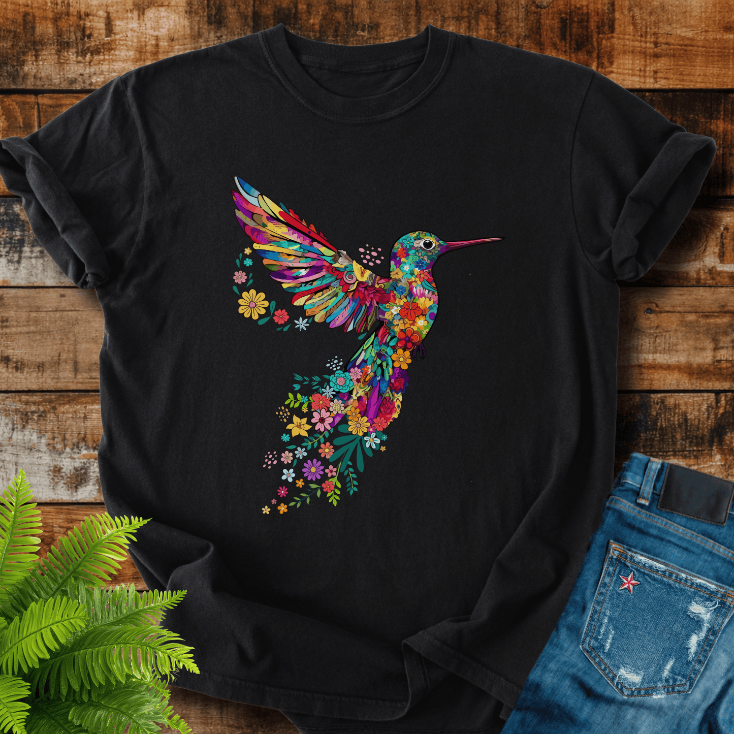 Floral Hummingbird T-shirt