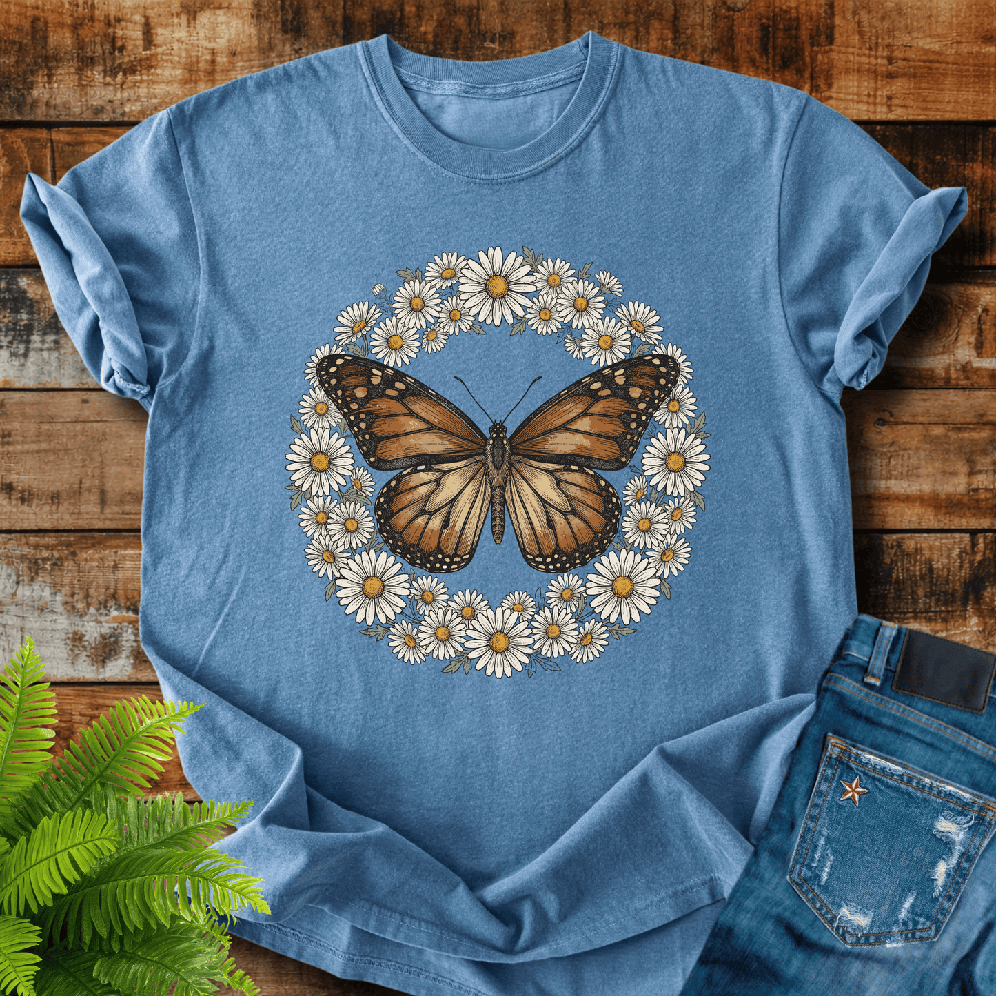 Butterfly Daisy Wreath T-shirt