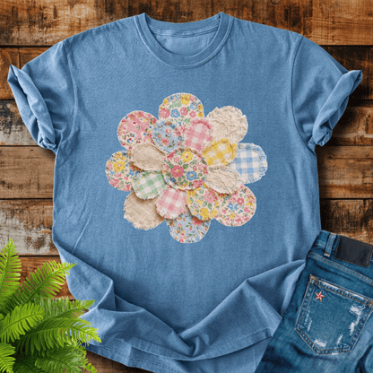 Faux Patchwork Flower T-shirt