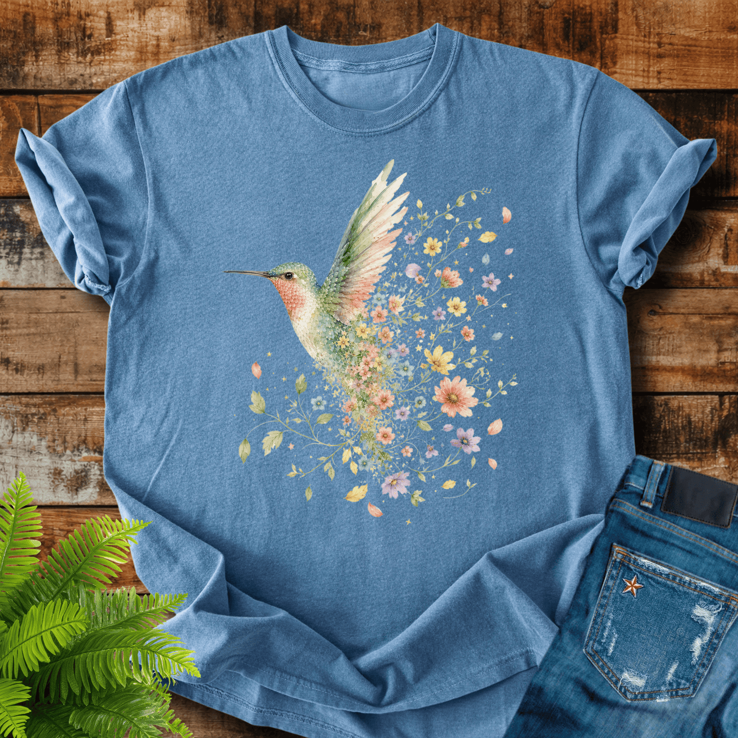 Floral Hummingbird T-shirt