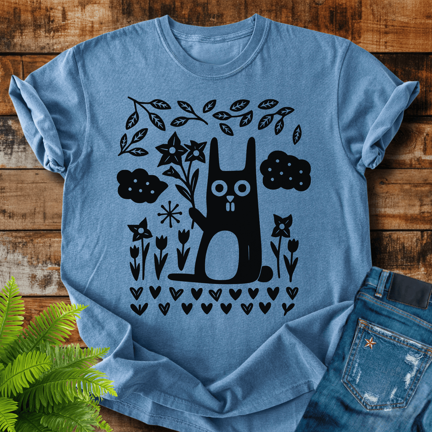 Folk Art Cat T-shirt