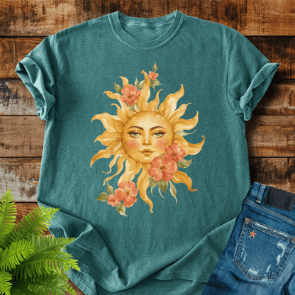 Floral Sun Face T-shirt