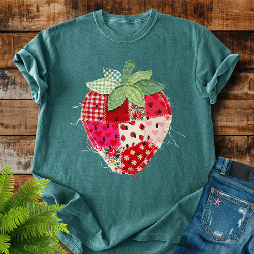 Faux Patchwork Strawberry T-shirt