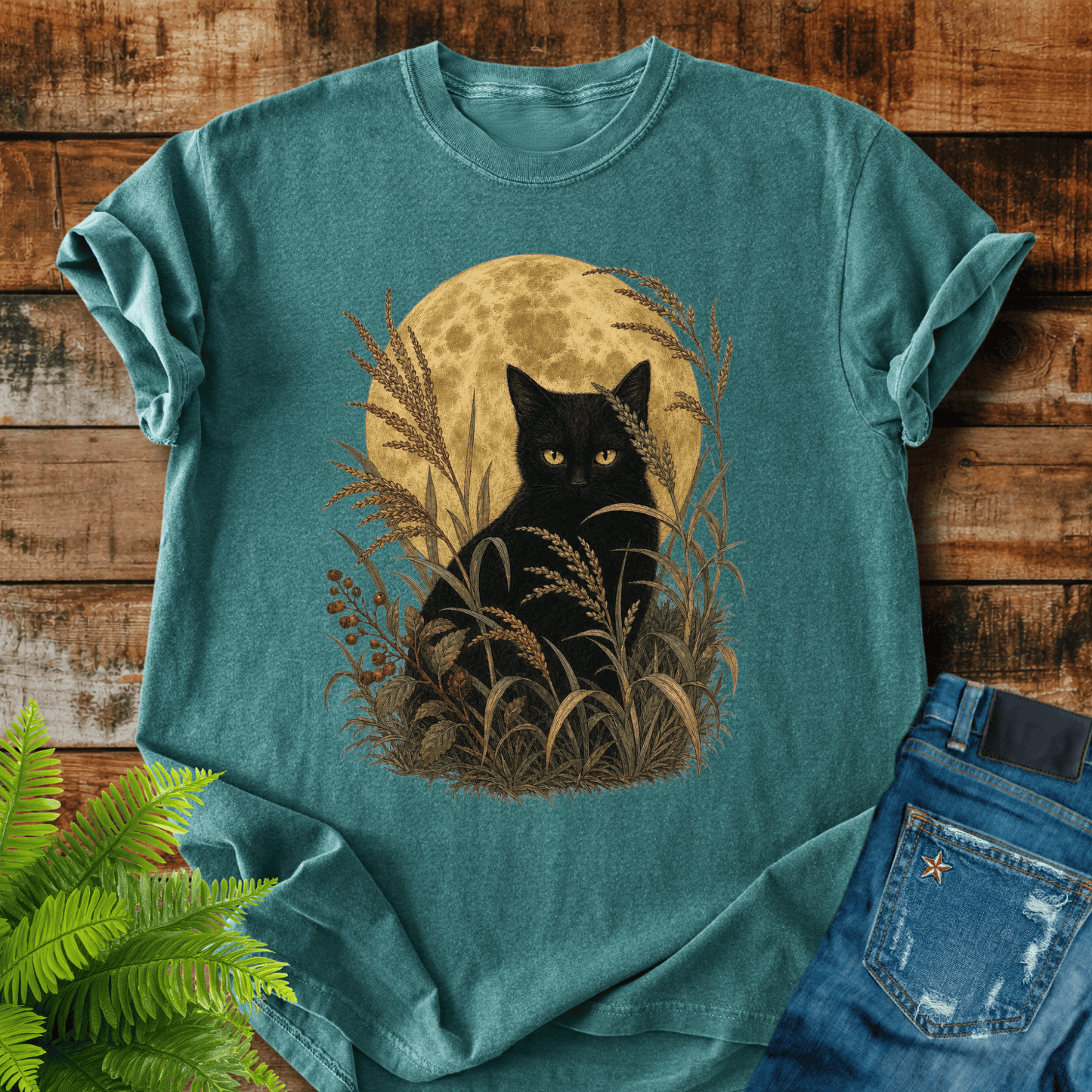 Moonlit Black Cat T-shirt