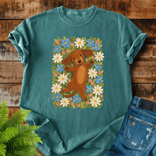 Dachshund Flowers T-shirt