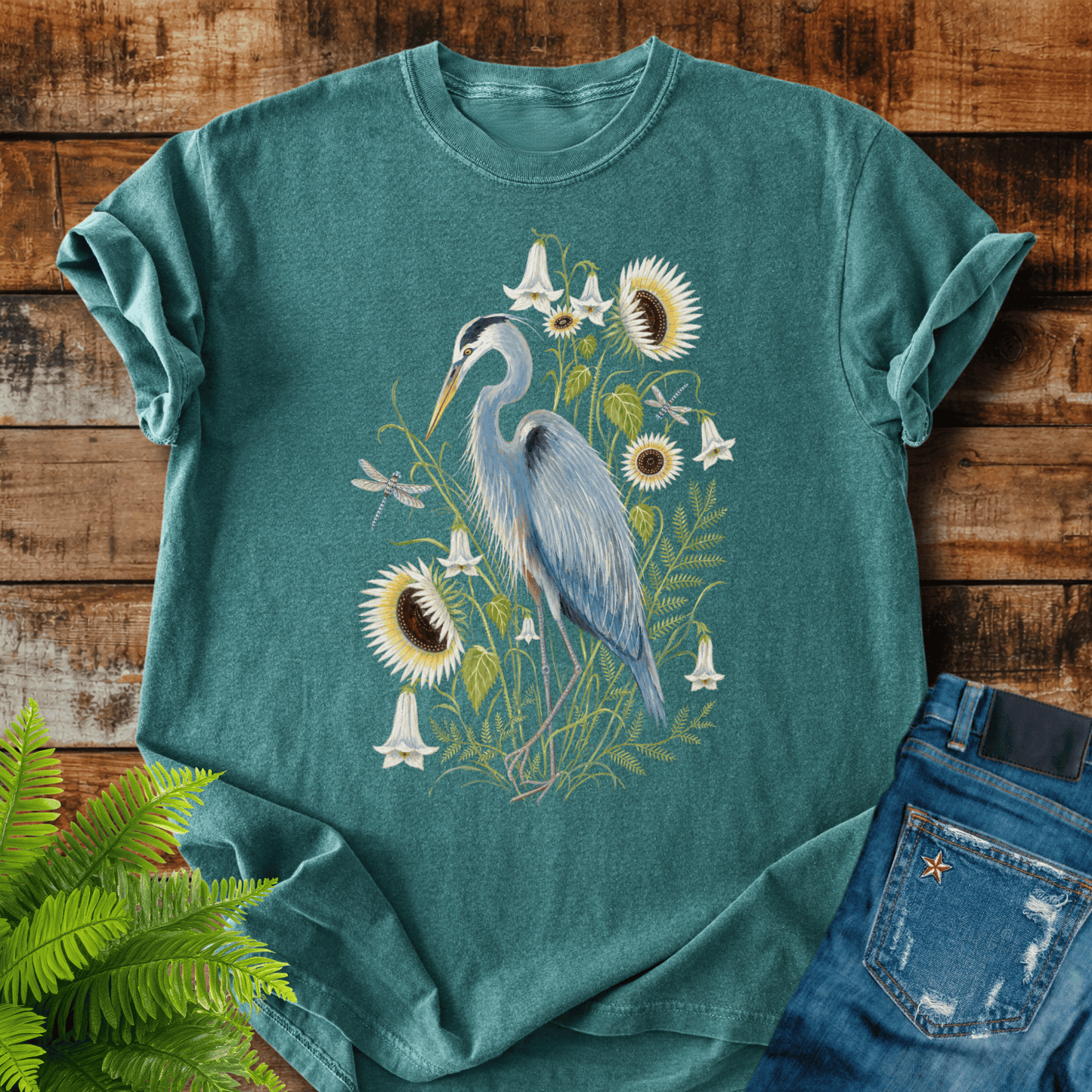 Heron Wildflowers T-shirt