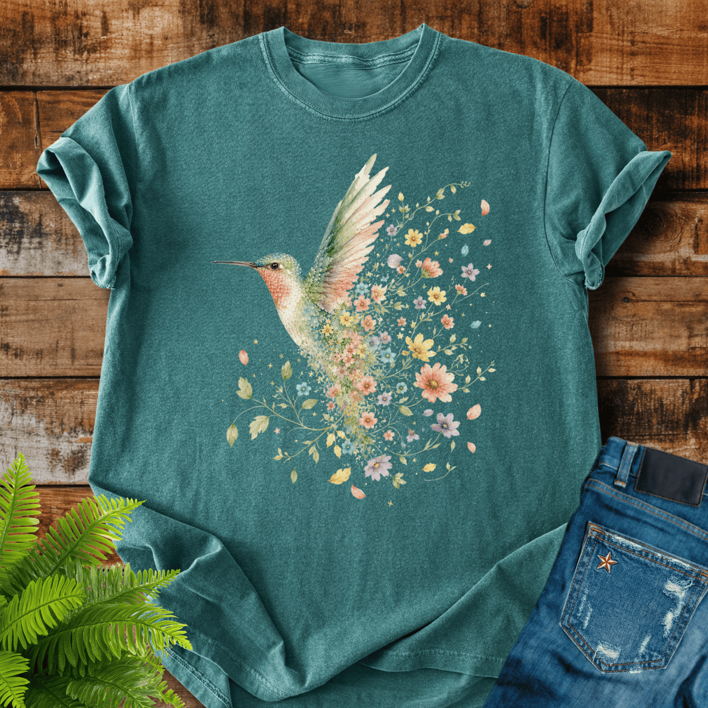 Floral Hummingbird T-shirt