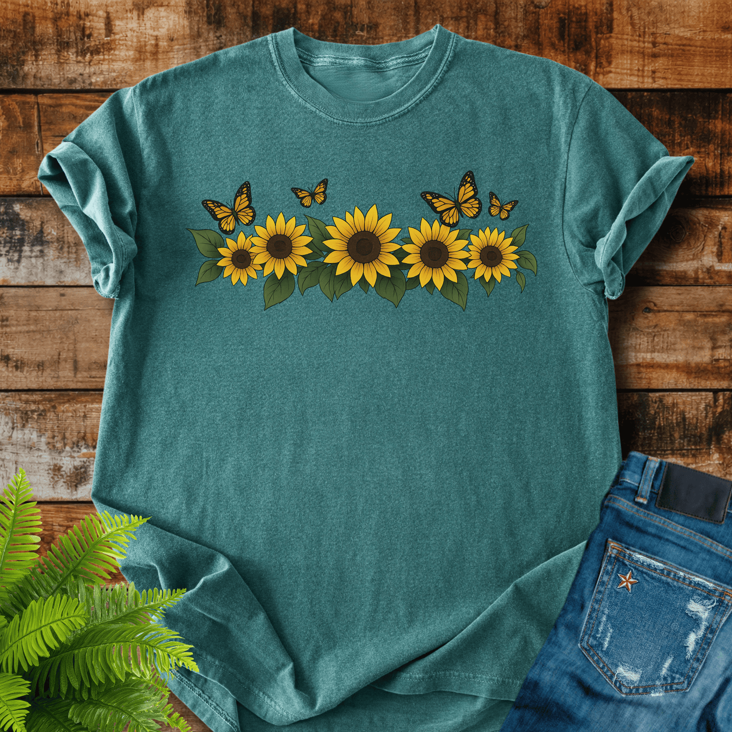 Sunflowers Butterflies T-shirt
