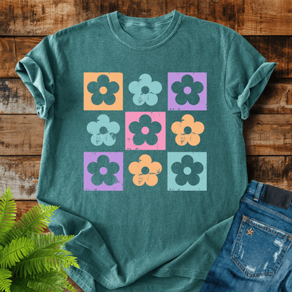 Retro Flower Grid T-shirt