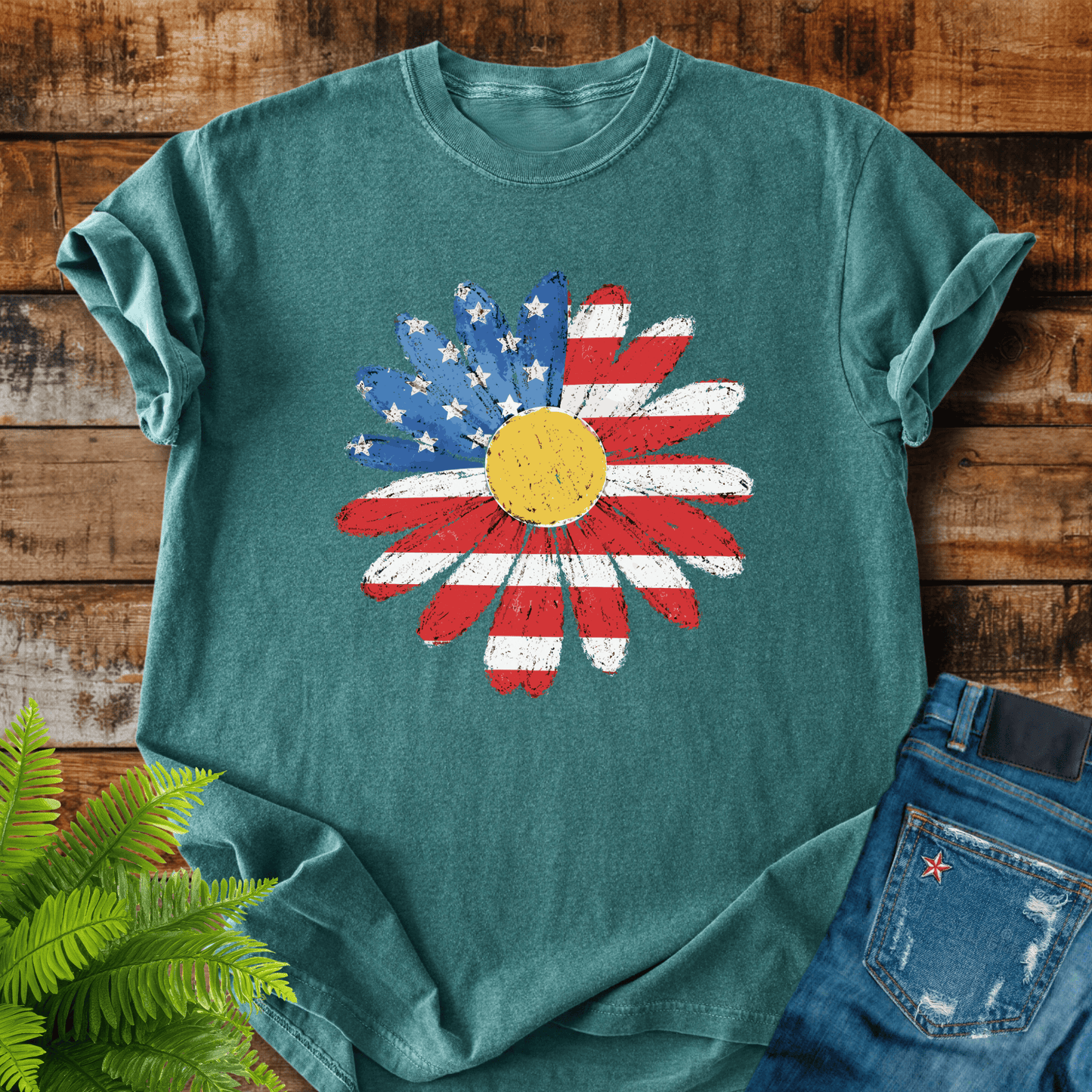 American Flag Daisy T-shirt