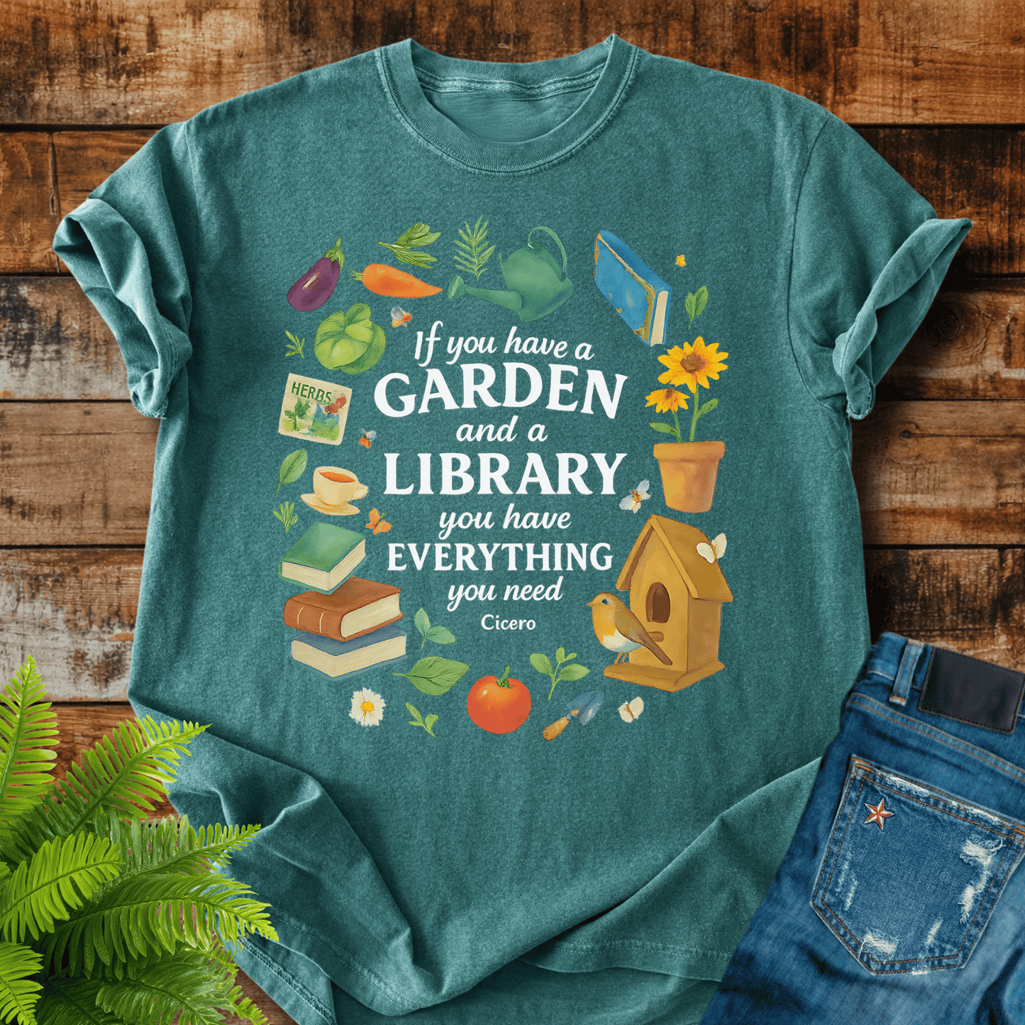 Garden Library Quote T-shirt