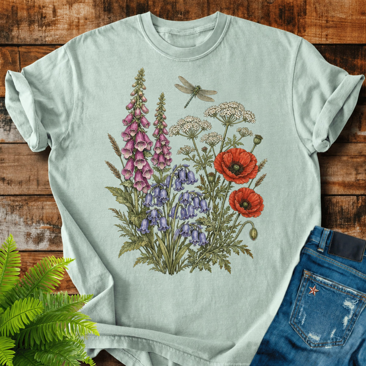 British Meadow print on a Bay t-shirt