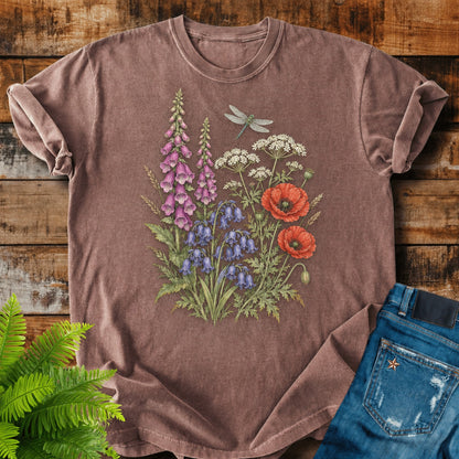 British Meadow print on a Espresso t-shirt