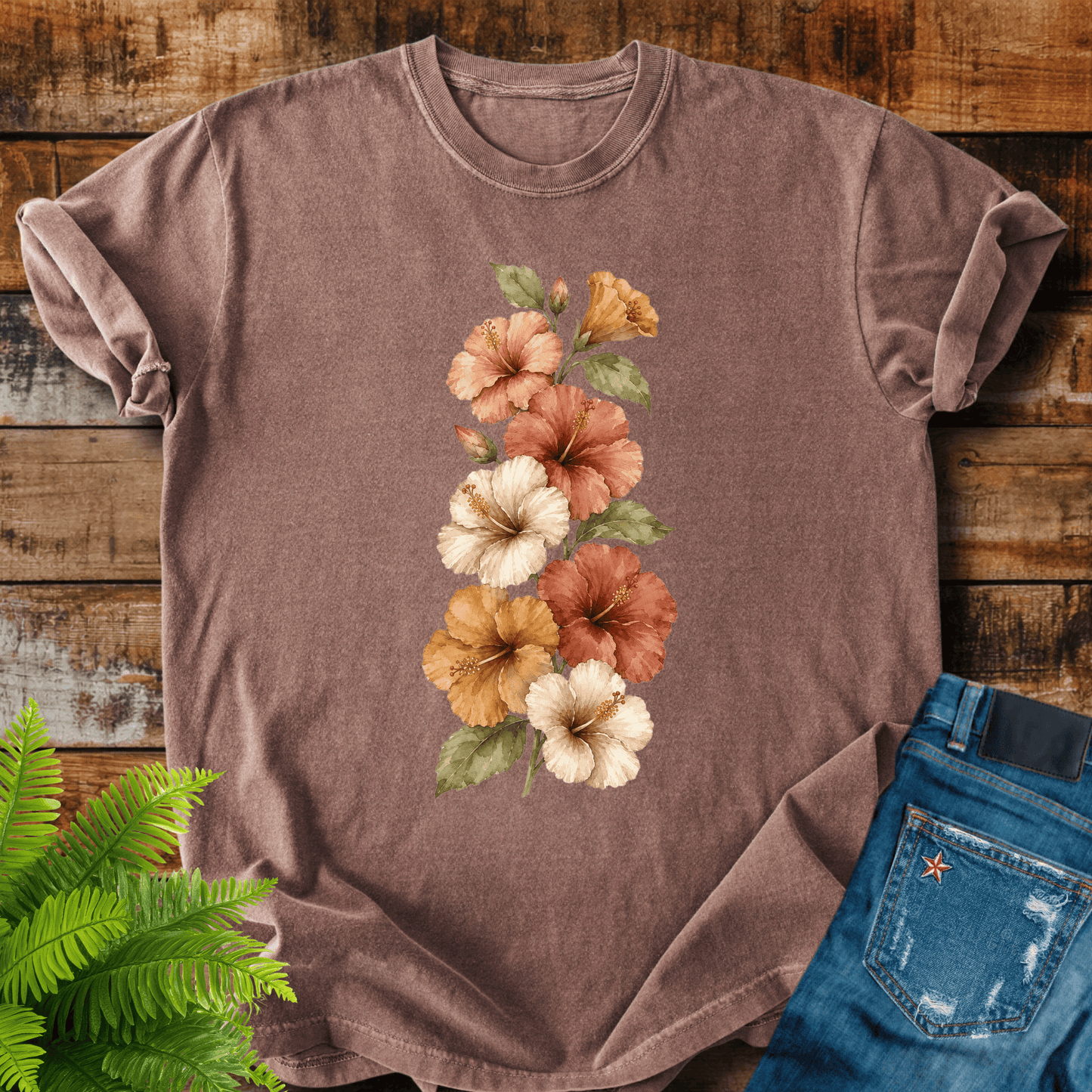 Vintage Hibiscus Flowers T-shirt