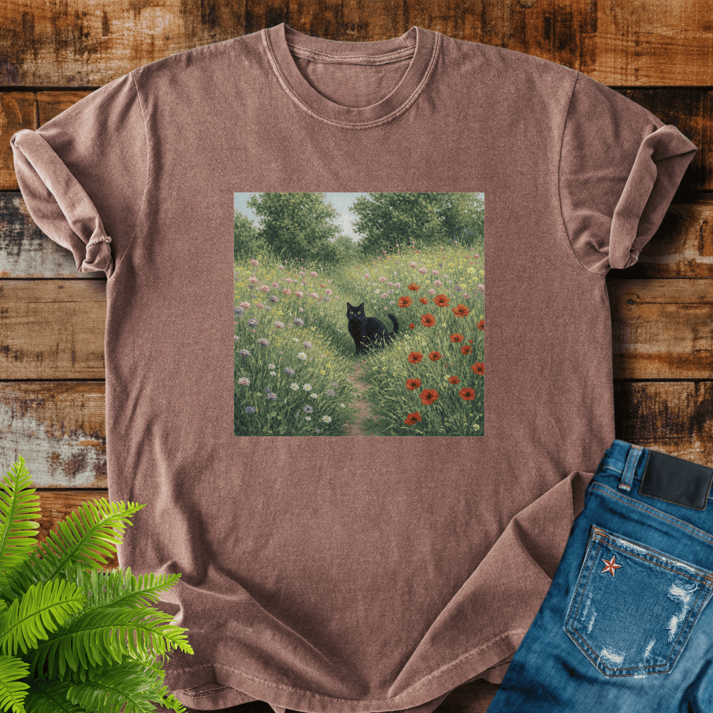 Black Cat Meadow T-shirt