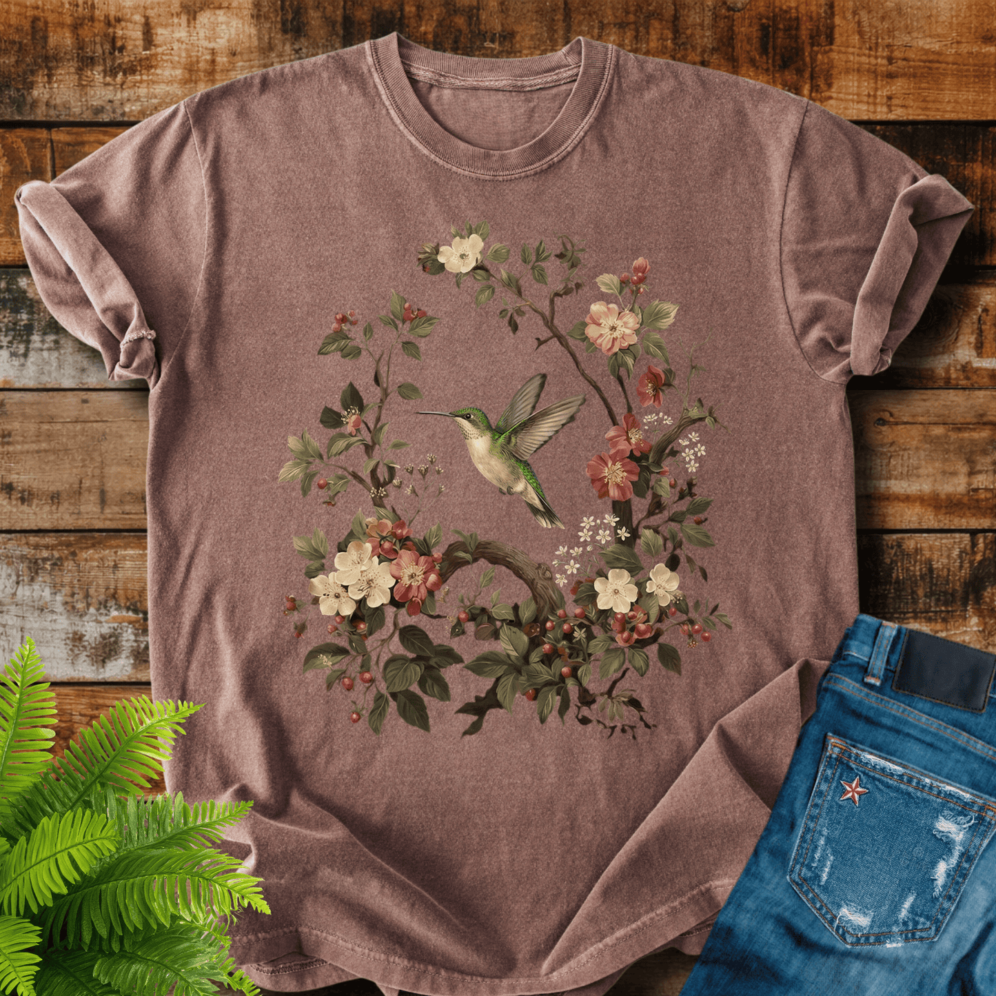 Floral Hummingbird T-shirt
