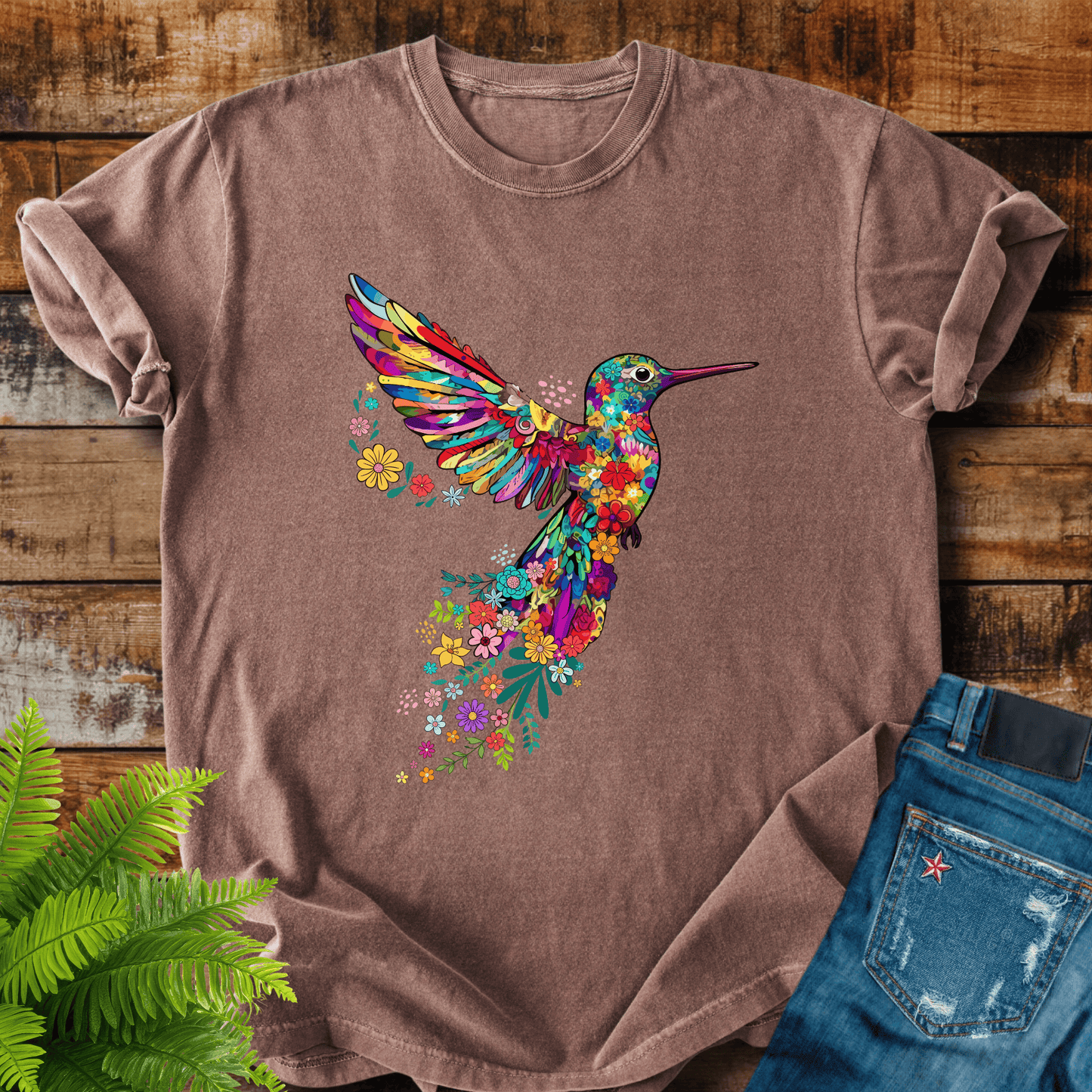 Floral Hummingbird T-shirt