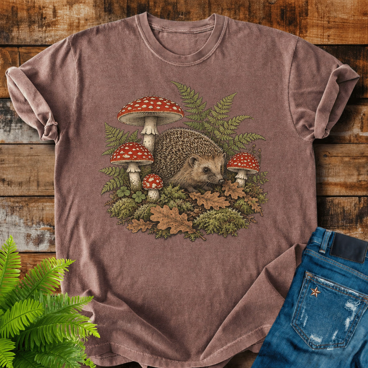 Forest Floor print on a Espresso t-shirt