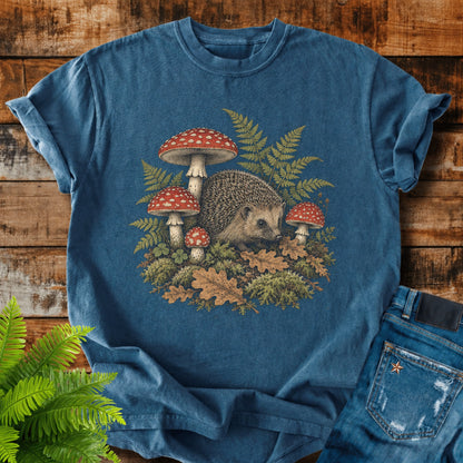 Forest Floor print on a Midnight t-shirt